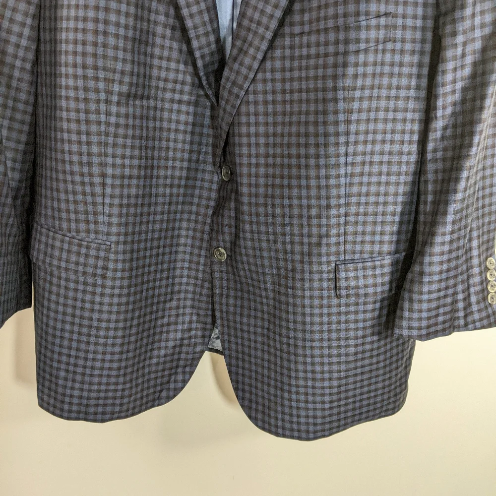 Mens Blue Plaid Blazer 51 Virgin Wool J Hilburn New with Tags - Picture 9 of 13